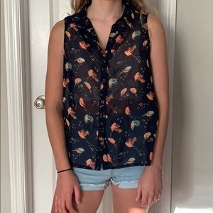 Button-down tank blouse